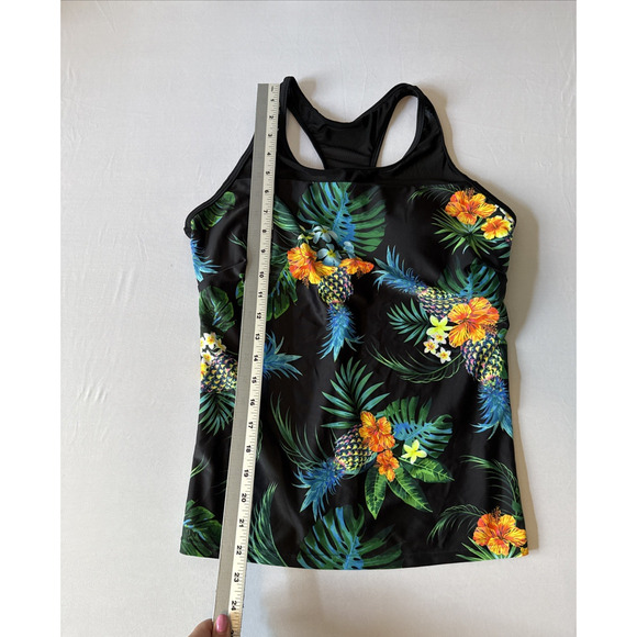 Yonique NWT Women's M Hawaiian Tropical Swim Suit Tankini Built In Bra Racerback - Picture 11 of 12